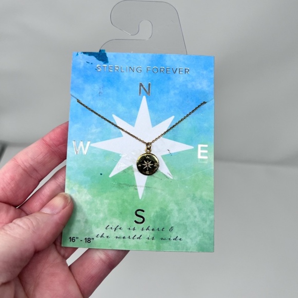 Sterling Forever Compass Necklace Gold Colored | NWT